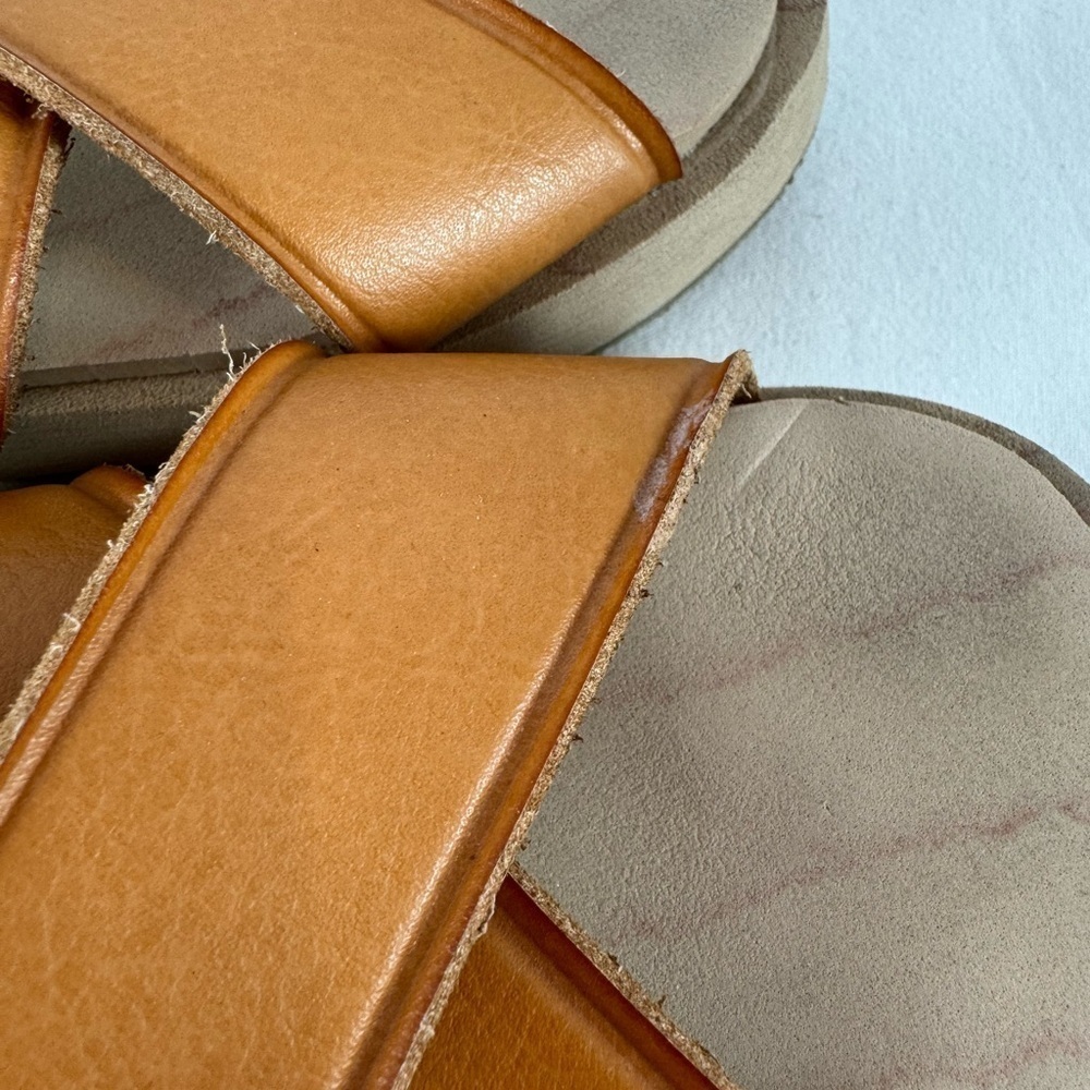 Zara Leather Criss Cross Strap Sandal in Brown Size 6‎ or 36 - Picture 5 of 9